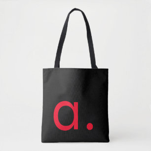 Zwart Wit Rood Monogram Initiaal Letter Modern Draagtas