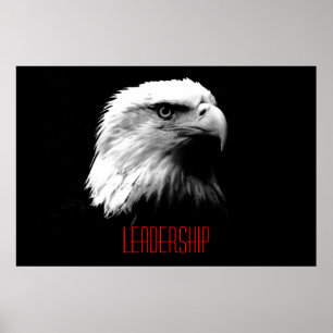 Zwart Wit Rood Motivatie Leiderschap Eagle Poster