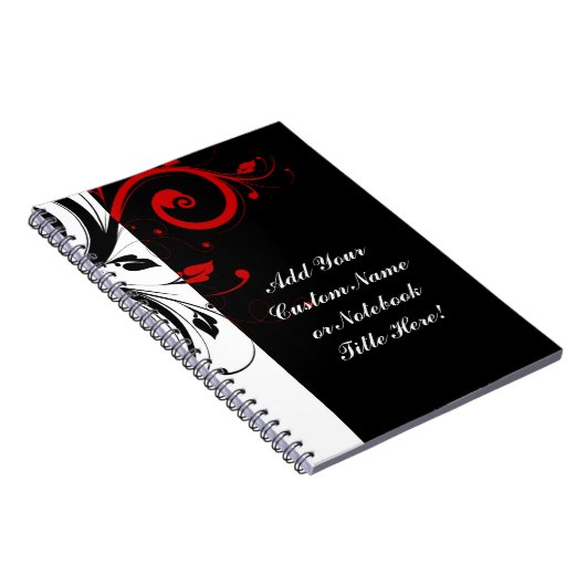 Zwart wit rood omgekeerd Zwirl Aangepast Notitieboek (Rechterzijde)