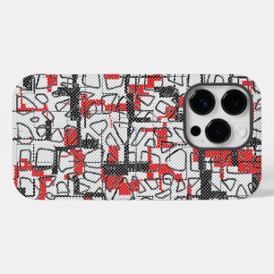 Zwart wit rood patroon Case-Mate iPhone 14 pro hoesje