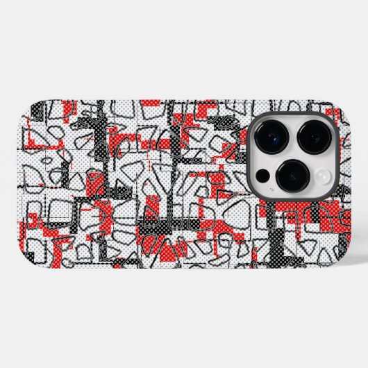 Zwart wit rood patroon Case-Mate iPhone case (Achterkant (horizontaal))