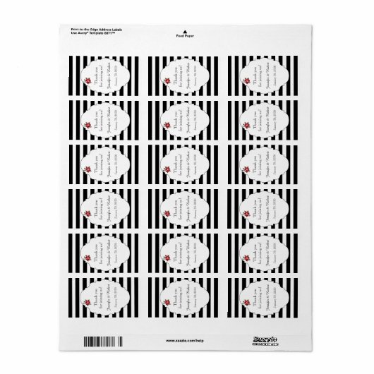 Zwart Wit Rood Roze Bruiloft Lip Balm Label (Full Sheet)