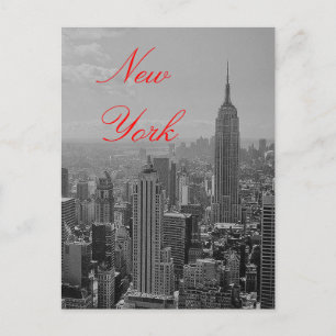  zwart-wit rood script New York Briefkaart