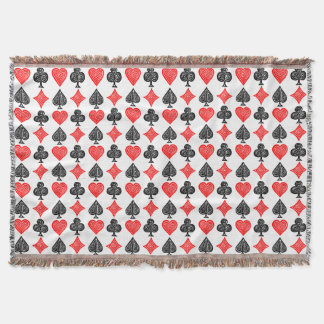 Zwart/Wit/Rood Spelen Kaart Alle Symbolen Lino Cut Deken