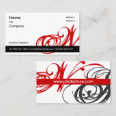 Zwart wit rood visitekaartje Monogram A tot Z (Voorkant / Achterkant)