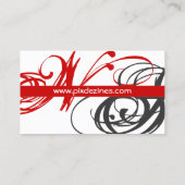 Zwart wit rood visitekaartje Monogram A tot Z (Achterkant)