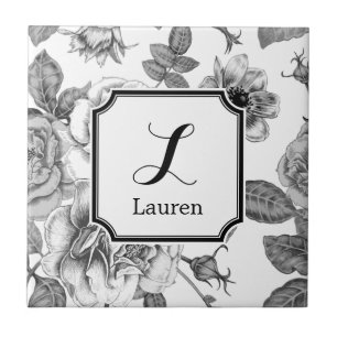 Zwart-wit roodpatroon tegeltje