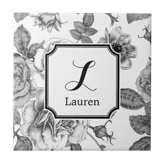 Zwart-wit roodpatroon tegeltje (Voorkant)