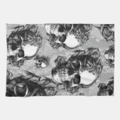 Zwart-wit roodschedel, met de hand getekend. theedoek (Horizontaal)