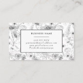 Zwart wit roos botanisch visitekaartje (Achterkant)