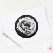 Zwart wit Roos | Elegant Ronde Sticker (Envelop)