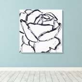 Zwart Wit Roos Flower Abstracte kunst minimalist Canvas Afdruk (Insitu (Houten vloer))