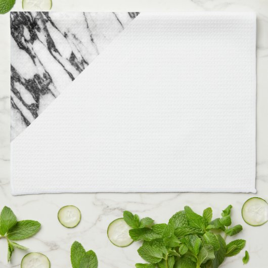 Zwart wit Roos Gold Marble Geometric Triangles Theedoek (Gevouwen)