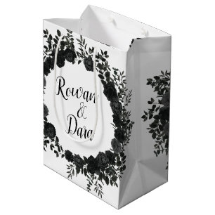 Zwart Wit Roos Gotische bruiloft Medium Cadeauzakje