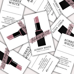 Zwart wit Roos gouden lippenstift make-up artiest Visitekaartje