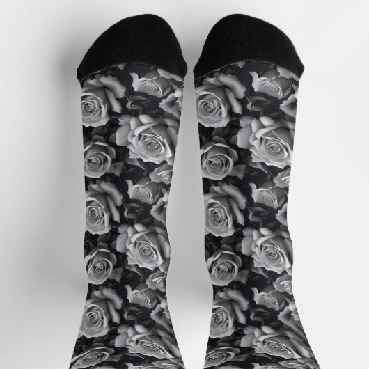 Zwart & Wit Rose Crew Sokken (Top)