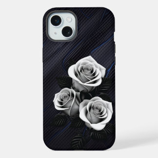 Zwart-wit Rose mobiele telefoon cover iPhone 15 Plus Case