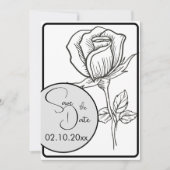 Zwart-wit Rose Wedding Save the Date Kaart (Voorkant)
