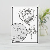 Zwart-wit Rose Wedding Save the Date Kaart (Staand voorkant)