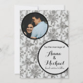 Zwart-wit Rose Wedding Save the Date Kaart (Achterkant)