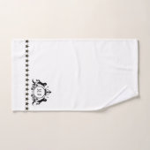 Zwart wit Royal Scrolls Crown Horses Monogram Bad Handdoek (Handdoek)