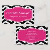 Zwart wit roze Chevron Personal Visitekaartje (Voorkant / Achterkant)