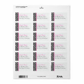 Zwart wit Roze Damask Return Label (Full Sheet)