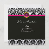 ZWART WIT ROZE DAMAST MONOGRAM Amethist Ijs Kaart (Achterkant)