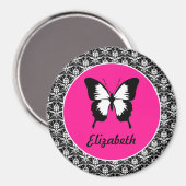 Zwart & Wit & Roze met Vleugels Magneet (Voorkant / Achterkant)