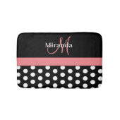 Zwart-wit roze monogram script poolpunten badmat (Voorkant)