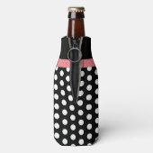 Zwart-wit roze monogram script poolpunten flesjeskoeler (Fles Achterkant)