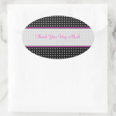 Zwart Wit & Roze  Polka-Dot Patroon Ovale Sticker (Tas)