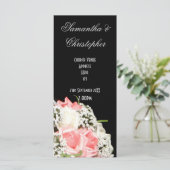 Zwart-wit roze rozenkerk huwelijksprogramma programma (Staand voorkant)