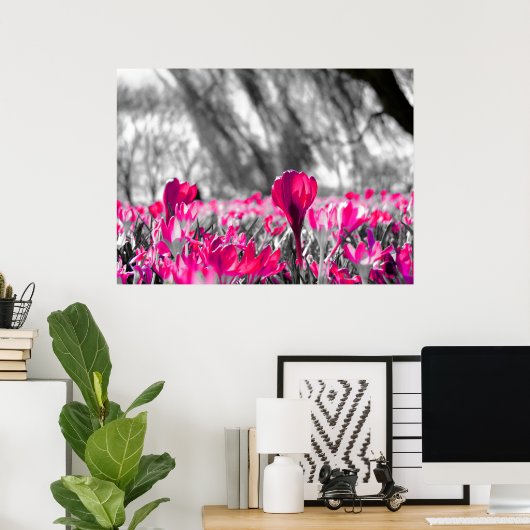 Zwart wit roze zwart zwart zwart zwart zwart zwart poster (Thuiskantoor)