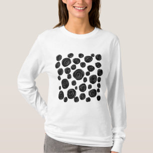 Zwart-wit, Rozen Patroon. T-shirt