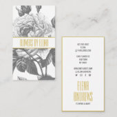 zwart-wit rozenbloemen chic gold visitekaartje (Voorkant / Achterkant)