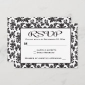 zwart-wit RSVP Damask Floral (Voorkant / Achterkant)