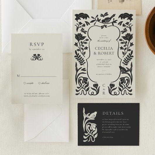 Zwart-wit RSVP met QR-code Behuizing Kaart