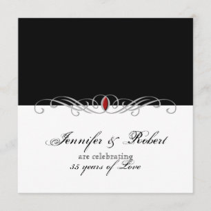 Zwart-Wit Ruby Accent Huwelijksjubileum Kaart