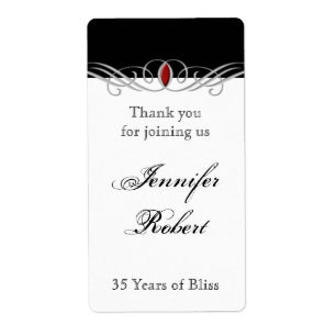 Zwart-wit Ruby Accent Jubileum Wijnlabel Etiket