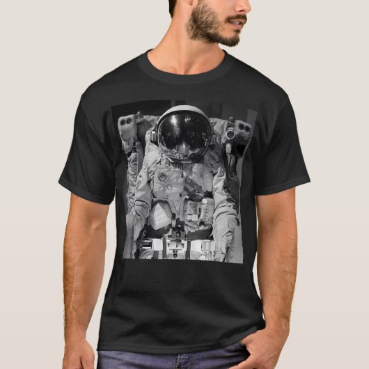 Zwart-wit ruimteastronaut t-shirt (Voorkant)