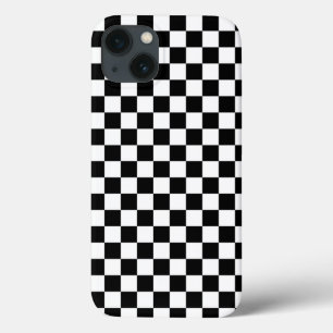 Zwart-wit ruitpatroon iPhone 13 hoesje