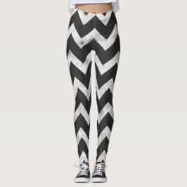 Zwart-wit Rustic Chevron patroon Leggings