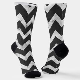 Zwart-wit Rustic Chevron patroon Sokken