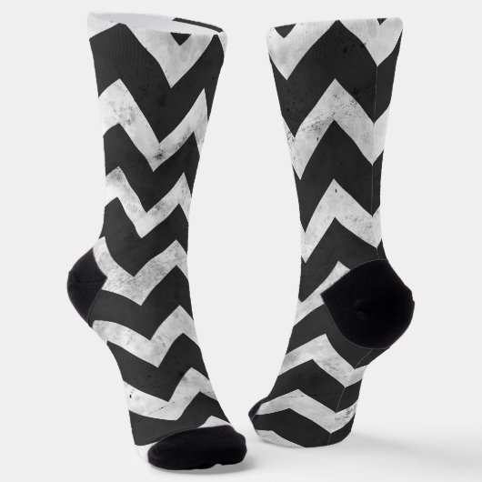 Zwart-wit Rustic Chevron patroon Sokken (Gebogen)