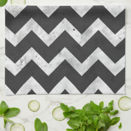 Zwart-wit Rustic Chevron patroon Theedoek