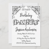 Zwart Wit Rustiek Hout Bloemen Verjaardag Kaart (Voorkant)