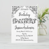 Zwart Wit Rustiek Hout Bloemen Verjaardag Kaart (Staand voorkant)