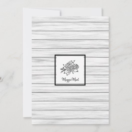 Zwart Wit Rustiek Hout Bloemen Verjaardag Kaart (Achterkant)