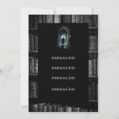 Zwart-wit rustieke boekenplanken achtergrond kaart (Achterkant)